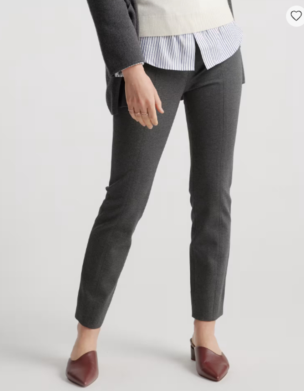 Quince Ultra Stretch Ponte Pintuck Ankle Pants Womens M Charcoal Gray Side Zip